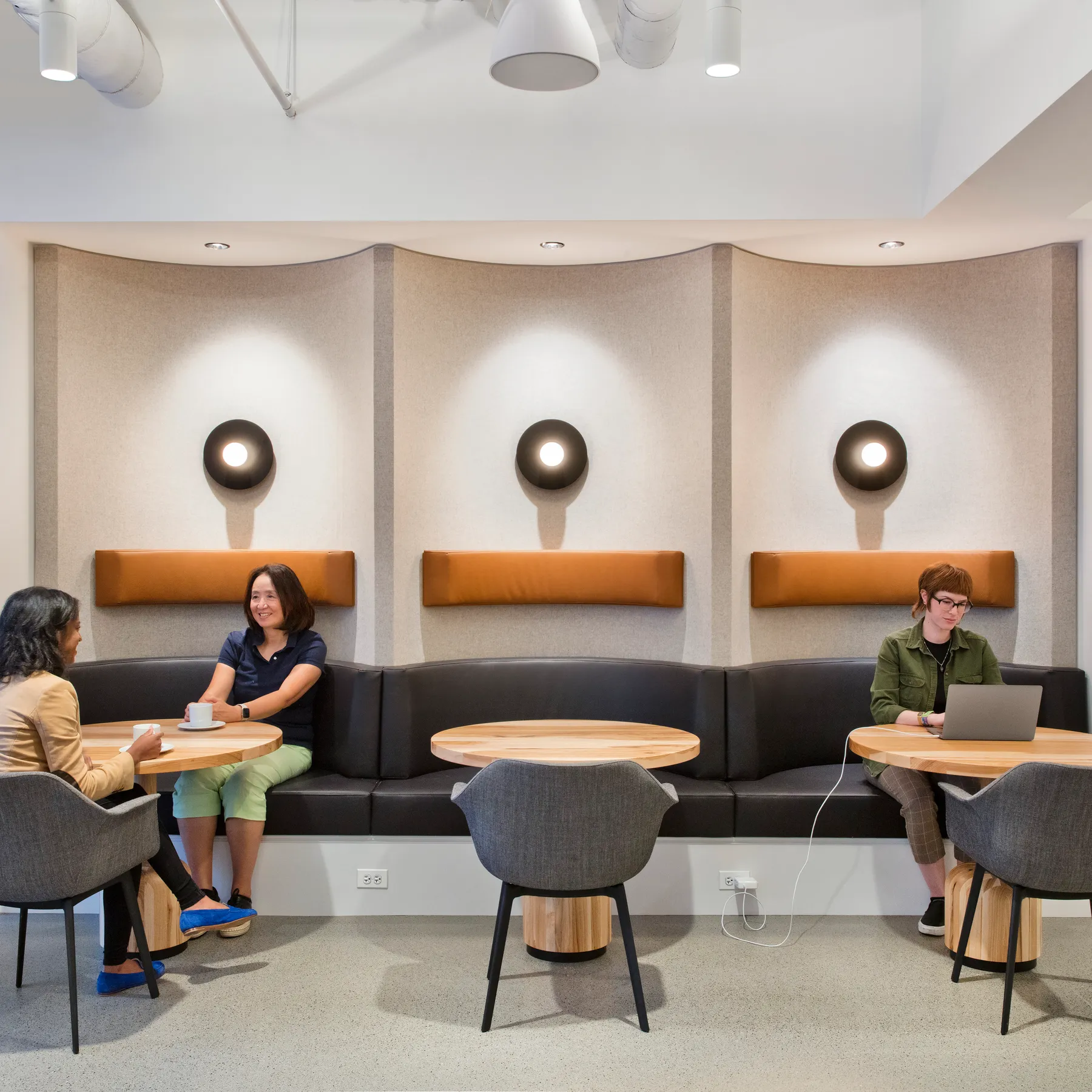 custom cafe tables in hickory hardwood with turned bases by Icon Modern