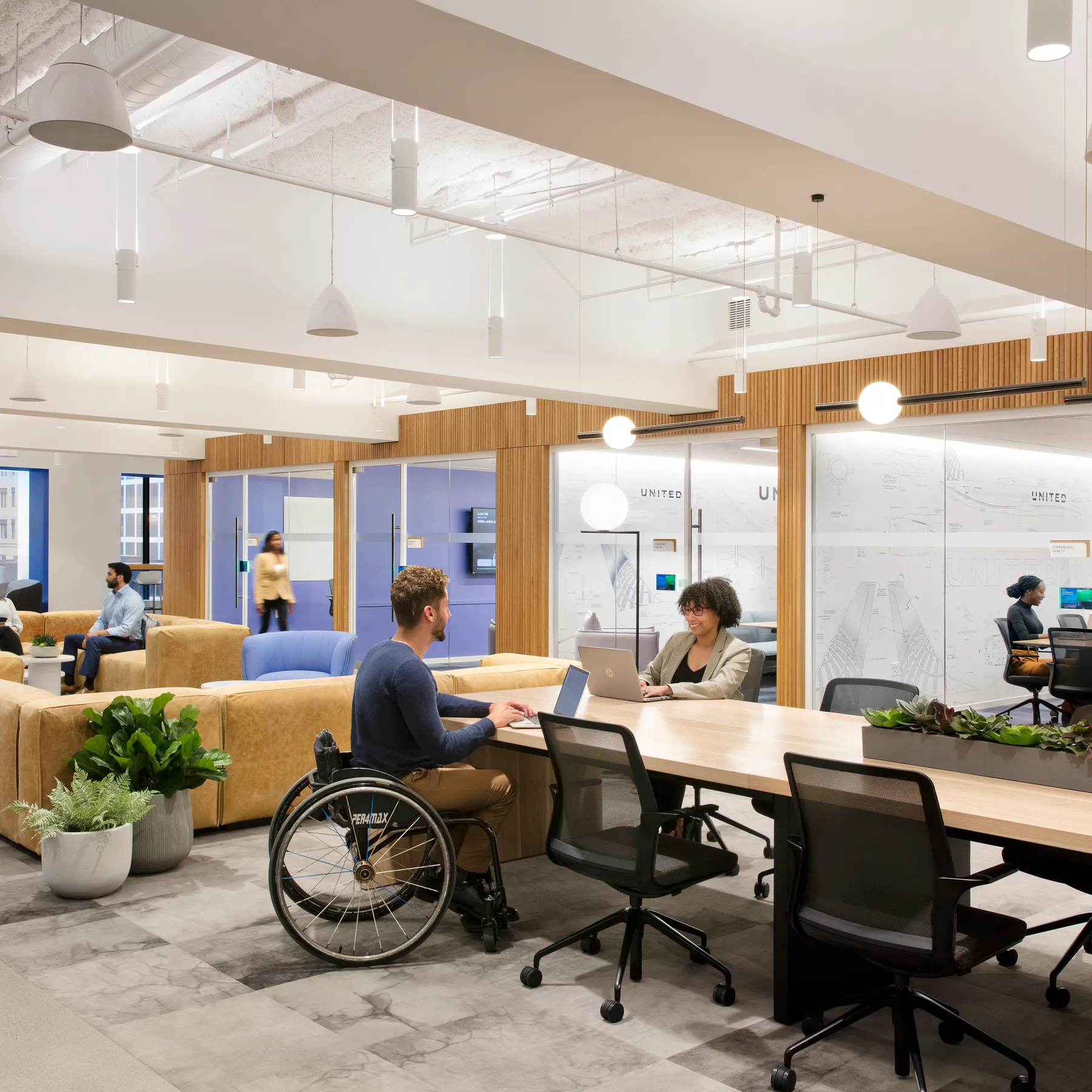 custom conference table in hickory wood by Icon Modern