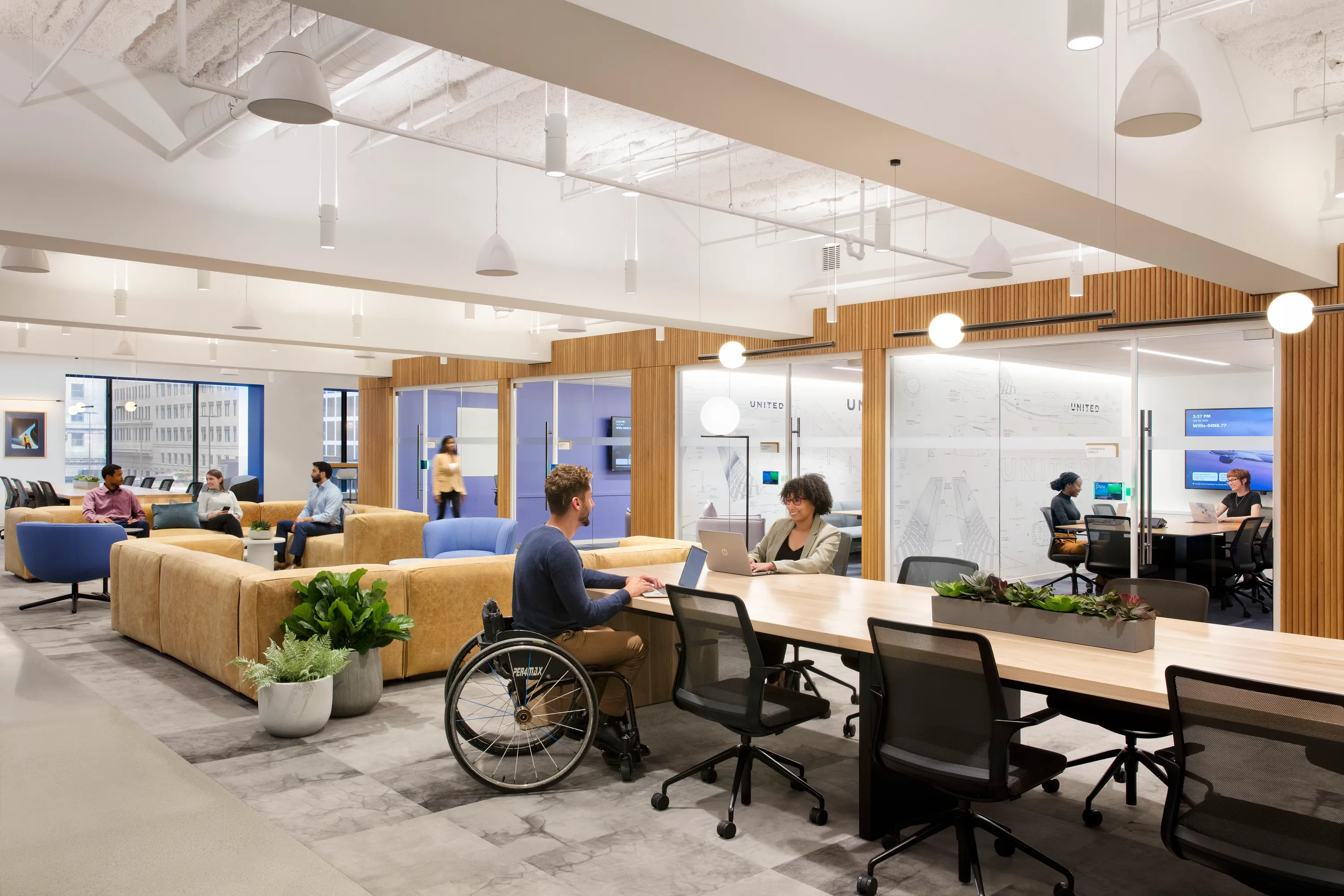 custom conference table in hickory wood by Icon Modern