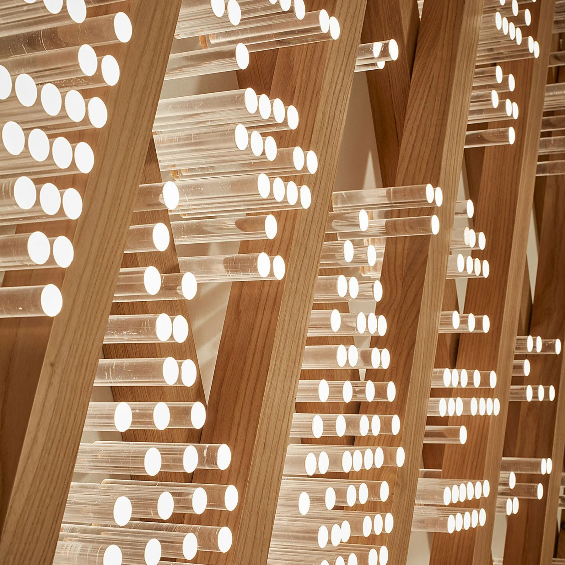 custom urban wood slats with acrylic rods by Icon Modern