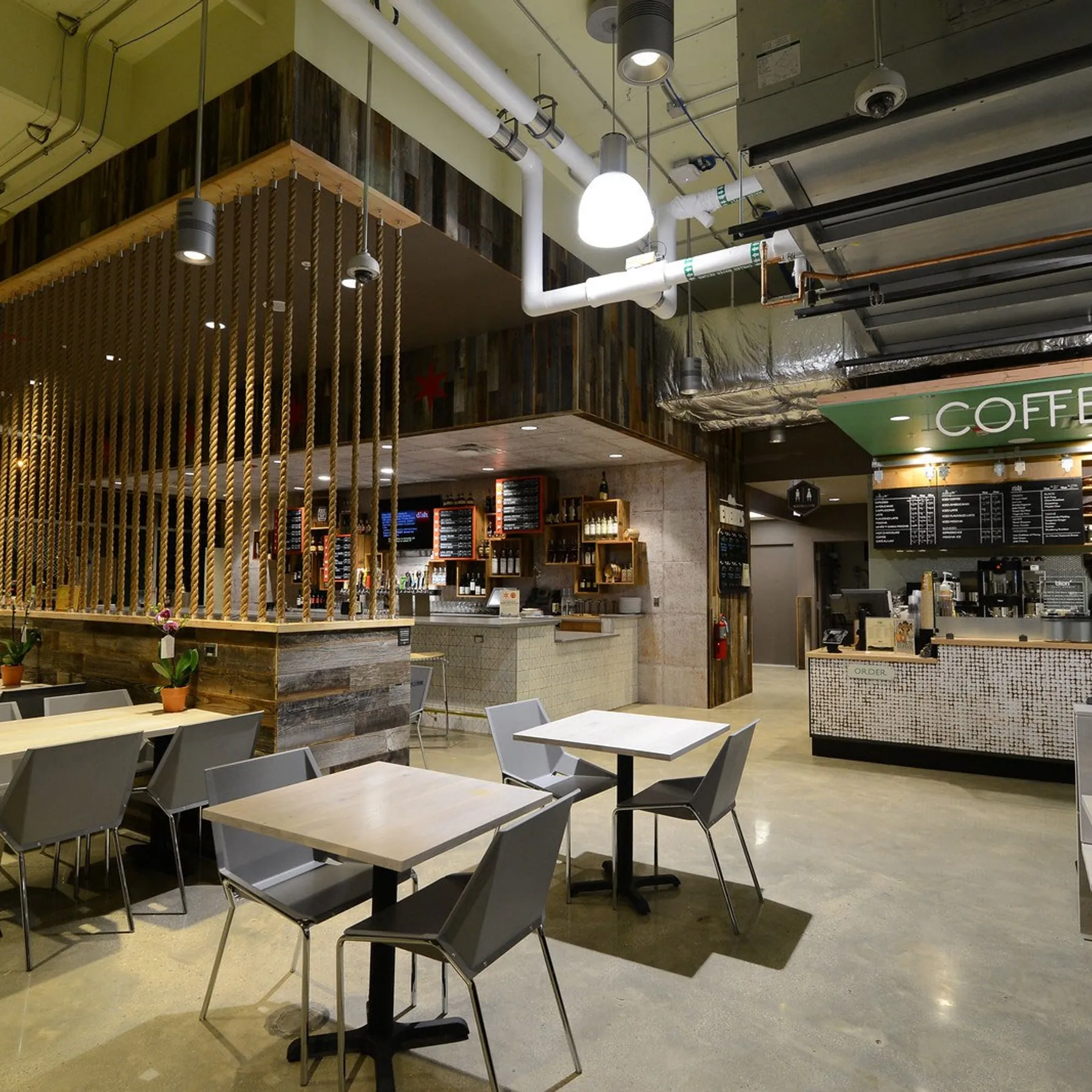 custom cafe tables in whitewash ash by Icon Modern