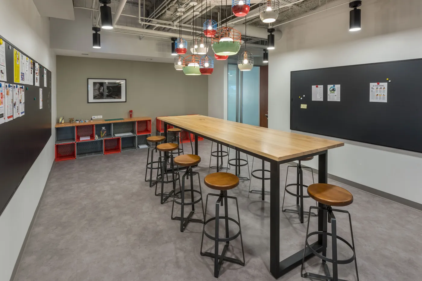 custom community table in urban elm by Icon Modern