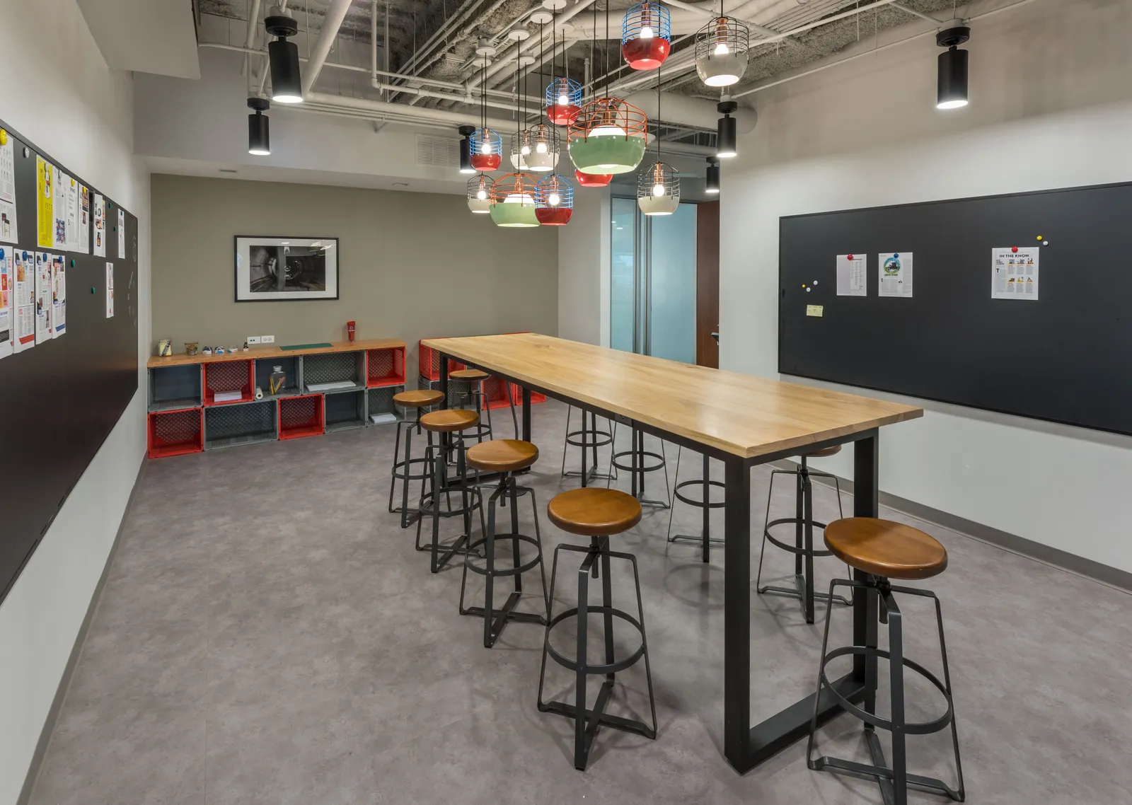 custom community table in urban elm by Icon Modern