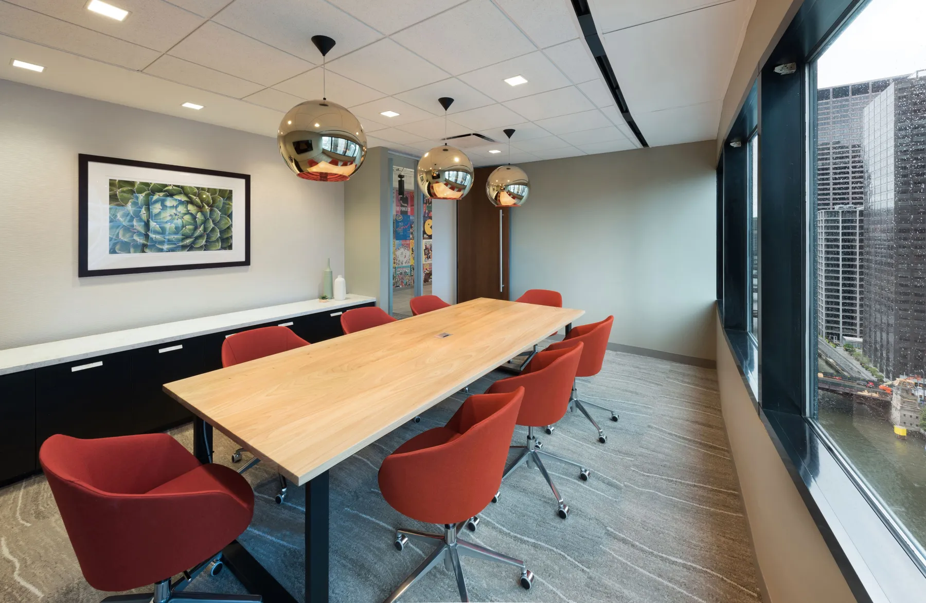 custom conference table in urban ash with power/data integration by Icon Modern