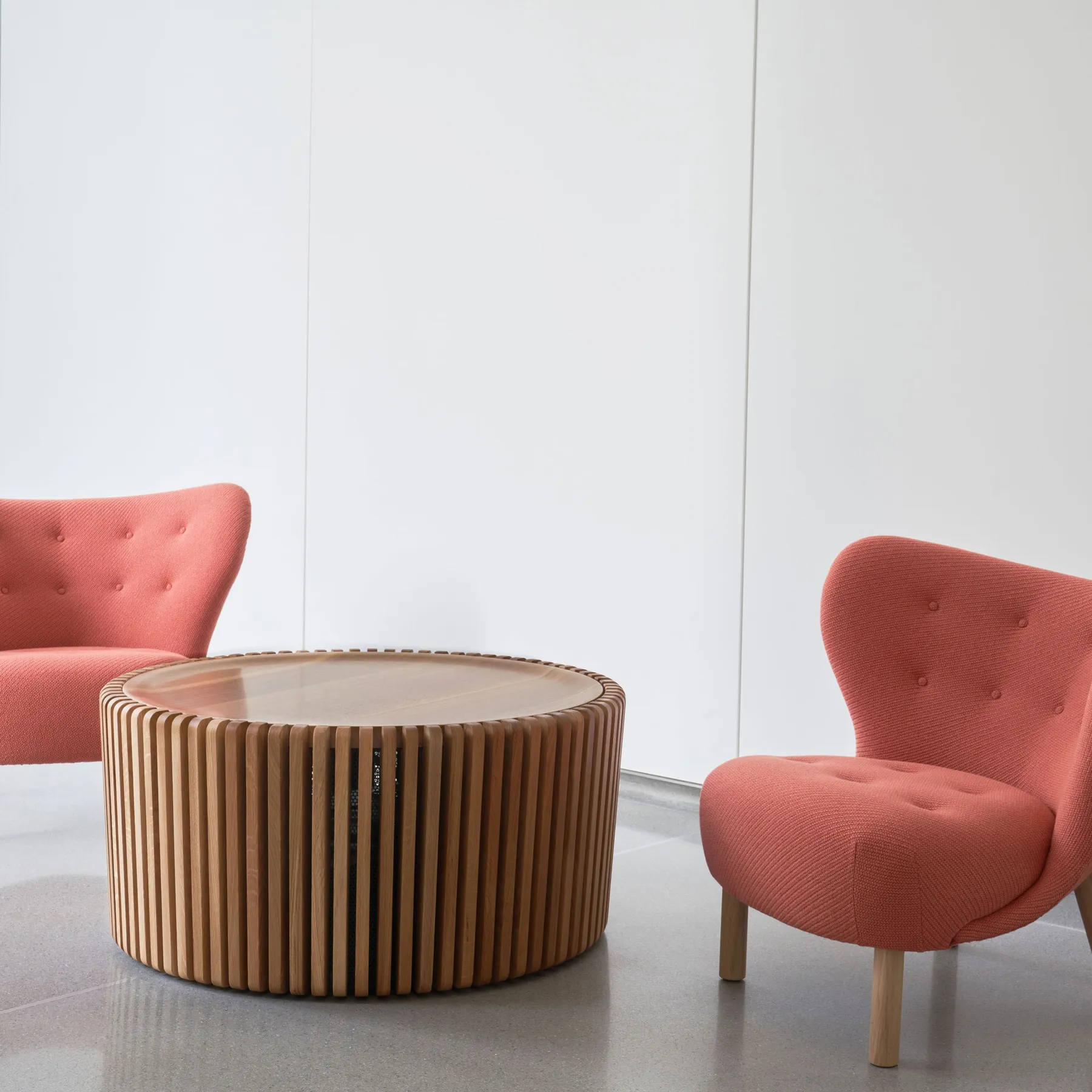 custom coffee table in urban oak slats by Icon Modern