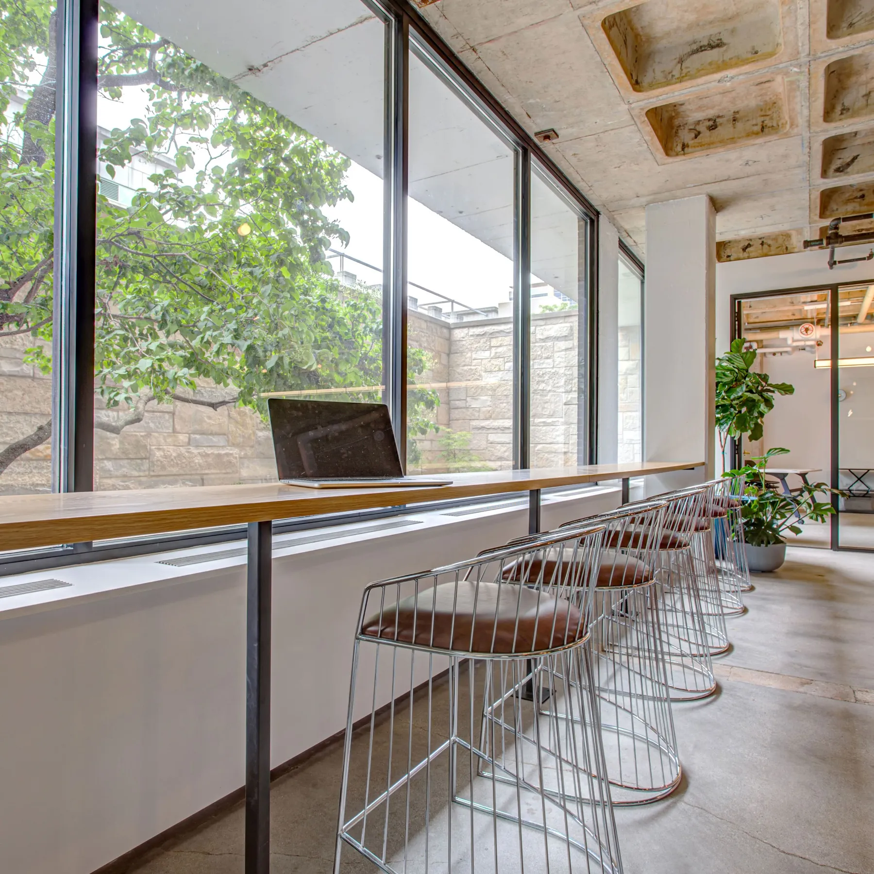custom commercial counter with steel tube base by Icon Modern